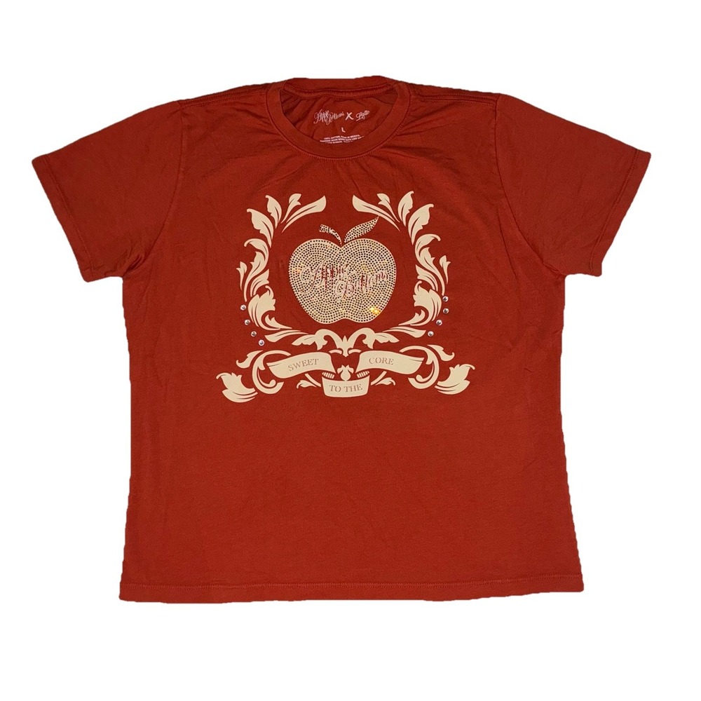 Apple Bottoms x Latto‎ T Shirt Women's L Burnt Orange Golden Crest Tee NEW